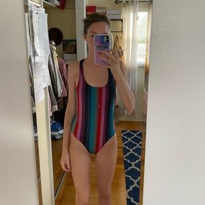 Striped Retro High Side One Piece
